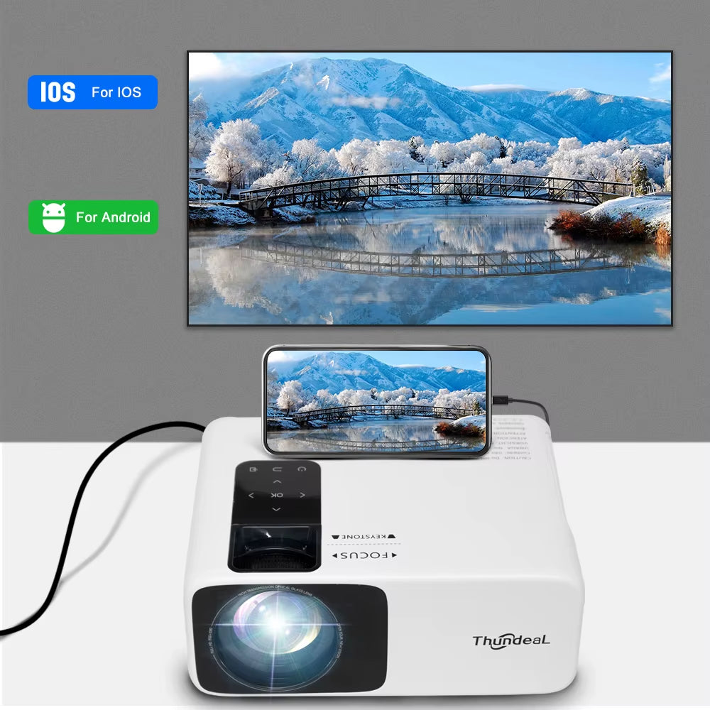 Td93Pro Full HD 1080P Portable Projector - 2K 4K WiFi Home Theater Cinema 3D Smart Device