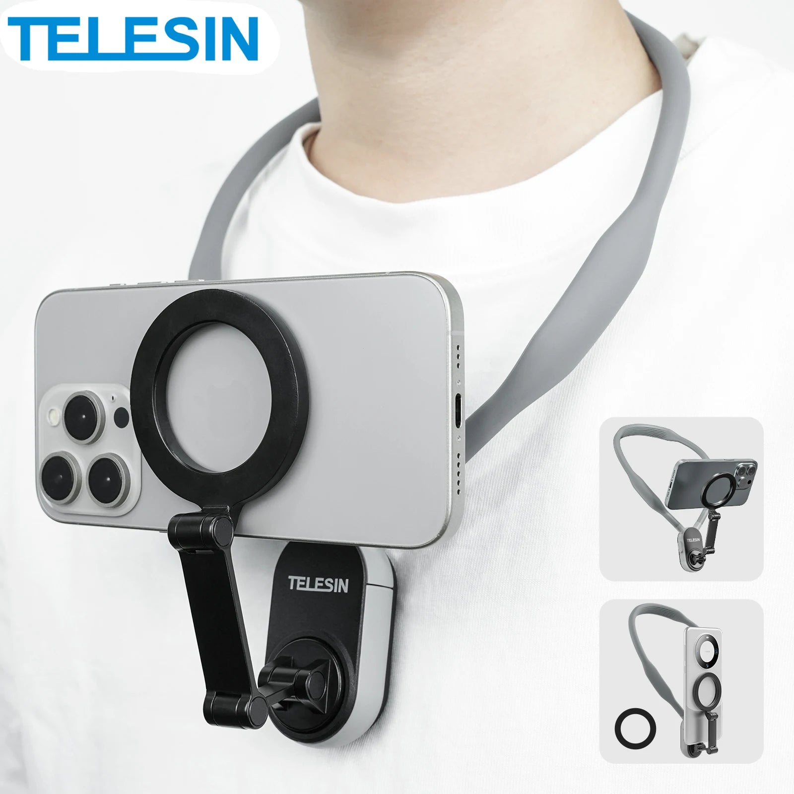 Silicone Magnetic Neck Mount Quick Release Hold for Iphone 15 14 13 12 11 10 SAMSUNG HUAWEI XIAOMI Phone Accessories