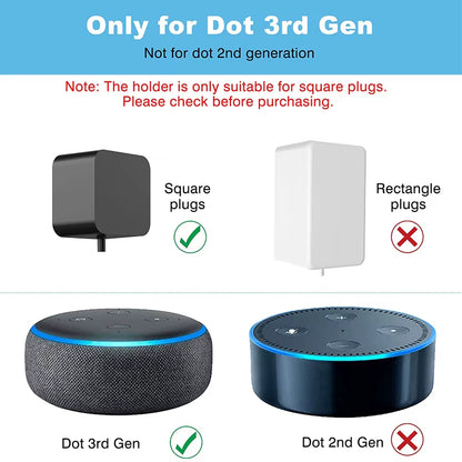 Sleek Wall Mount for Amazon Echo Dot 3rd Gen - Screwless Cable Management for a Tidy Setup
