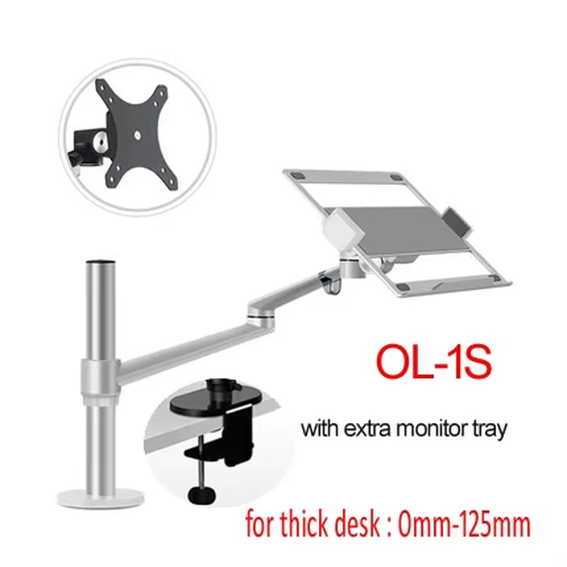 OL-1S OL-2S Aluminum Multifunction 10"-17"Ergonomics Desk Laptop Stand Holder Full Motion Clamp Grommet Monitor Tray