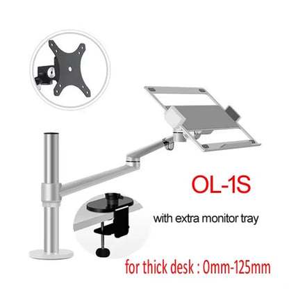 OL-1S OL-2S Aluminum Multifunction 10"-17"Ergonomics Desk Laptop Stand Holder Full Motion Clamp Grommet Monitor Tray