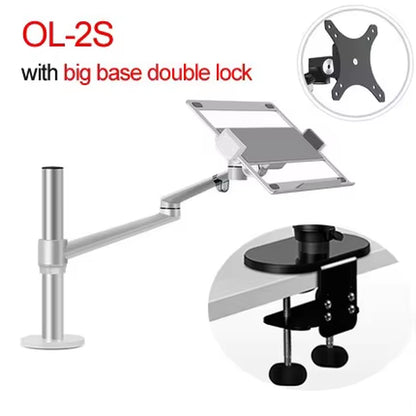 OL-1S OL-2S Aluminum Multifunction 10"-17"Ergonomics Desk Laptop Stand Holder Full Motion Clamp Grommet Monitor Tray