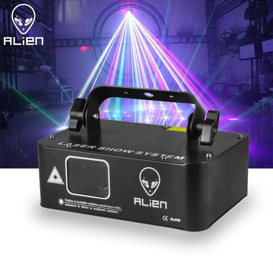 500mW RGB Laser Beam Line Scanner Projector - Ultimate DJ Disco Stage Lighting for Parties, Weddings, Bars & Clubs - DMX Control