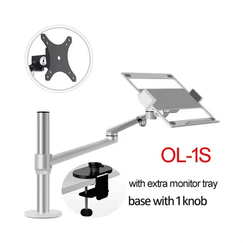 OL-1S OL-2S Aluminum Multifunction 10"-17"Ergonomics Desk Laptop Stand Holder Full Motion Clamp Grommet Monitor Tray