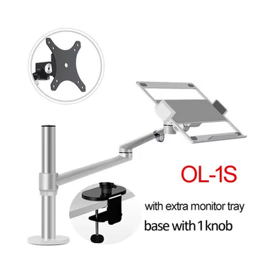 OL-1S OL-2S Aluminum Multifunction 10"-17"Ergonomics Desk Laptop Stand Holder Full Motion Clamp Grommet Monitor Tray