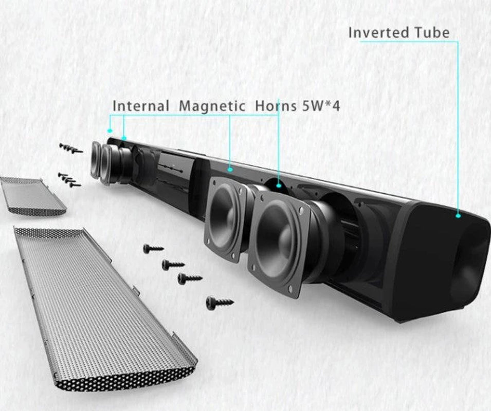 Kabelloses Bluetooth-Soundbar-Stereolautsprechersystem mit FM-Radio und USB-Anschluss – Cinewave
