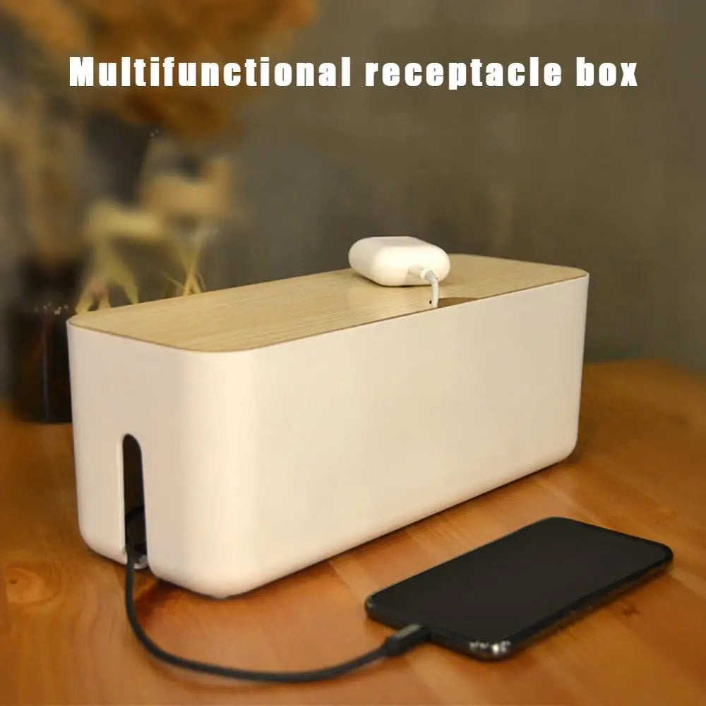 Cable Storage Box Power Strip Wire Case anti Dust Charger Socket Organizer Tablet Phone Network Line Storage Bin Wire Management