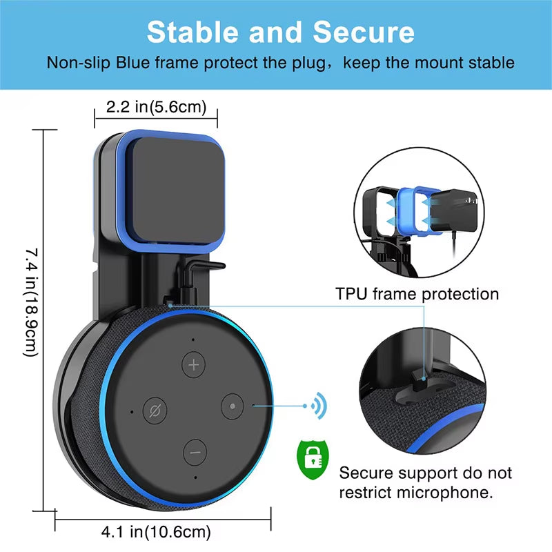 Sleek Wall Mount for Amazon Echo Dot 3rd Gen - Screwless Cable Management for a Tidy Setup