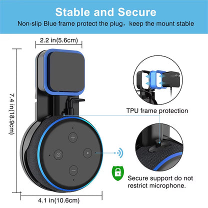 Sleek Wall Mount for Amazon Echo Dot 3rd Gen - Screwless Cable Management for a Tidy Setup