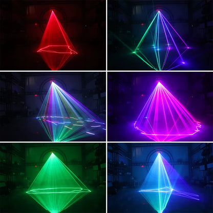 500mW RGB Laser Beam Line Scanner Projector - Ultimate DJ Disco Stage Lighting for Parties, Weddings, Bars & Clubs - DMX Control