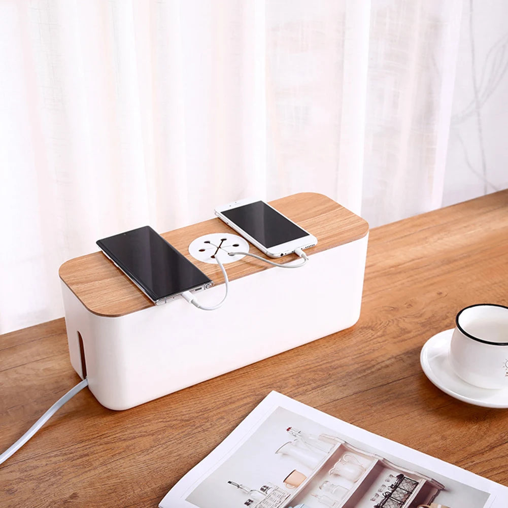 Cable Storage Box Power Strip Wire Case anti Dust Charger Socket Organizer Tablet Phone Network Line Storage Bin Wire Management