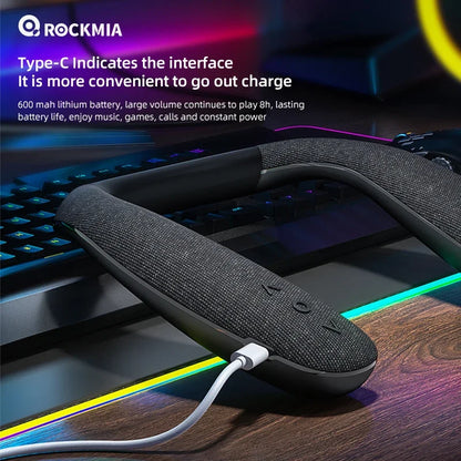 Experience Freedom with the Wireless Neckband Speaker - Surround Sound Bluetooth Neck Speakers with Built-in Microphone for Gaming and TV