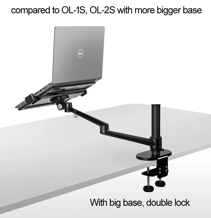 OL-1S OL-2S Aluminum Multifunction 10"-17"Ergonomics Desk Laptop Stand Holder Full Motion Clamp Grommet Monitor Tray
