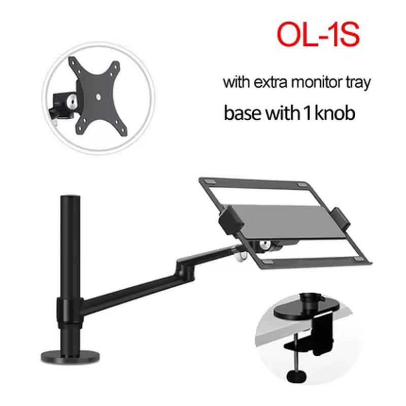 OL-1S OL-2S Aluminum Multifunction 10"-17"Ergonomics Desk Laptop Stand Holder Full Motion Clamp Grommet Monitor Tray
