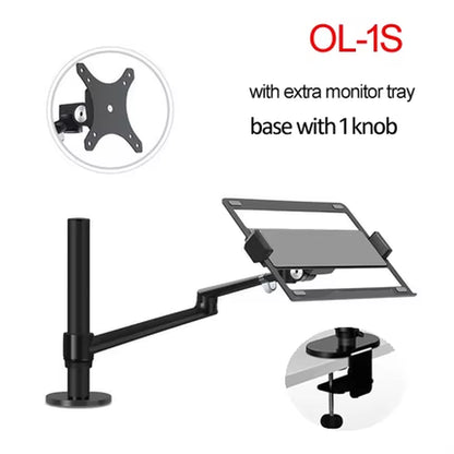 OL-1S OL-2S Aluminum Multifunction 10"-17"Ergonomics Desk Laptop Stand Holder Full Motion Clamp Grommet Monitor Tray