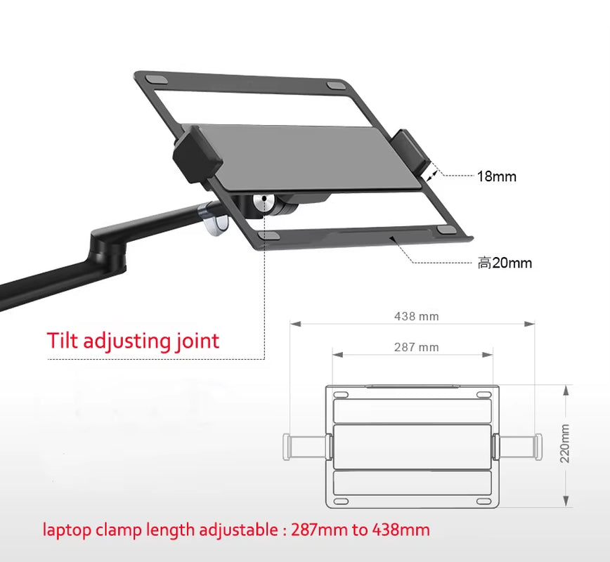 OL-1S OL-2S Aluminum Multifunction 10"-17"Ergonomics Desk Laptop Stand Holder Full Motion Clamp Grommet Monitor Tray