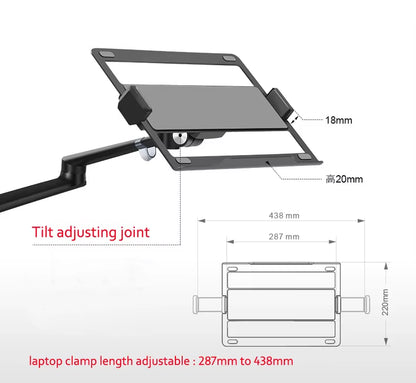 OL-1S OL-2S Aluminum Multifunction 10"-17"Ergonomics Desk Laptop Stand Holder Full Motion Clamp Grommet Monitor Tray