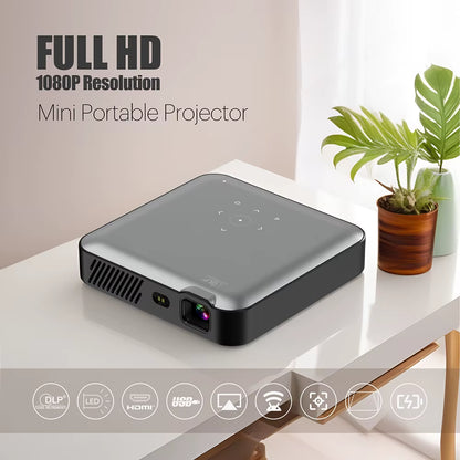 Full HD 1080P 4K Smart Projector with Auto Focus, Android 13, 5G WiFi, DLP Technology, 10500mAh Battery, Mobile Smartphone Compatible Beamer