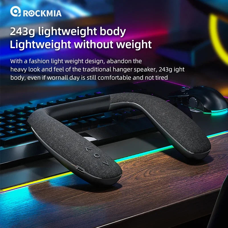 Experience Freedom with the Wireless Neckband Speaker - Surround Sound Bluetooth Neck Speakers with Built-in Microphone for Gaming and TV